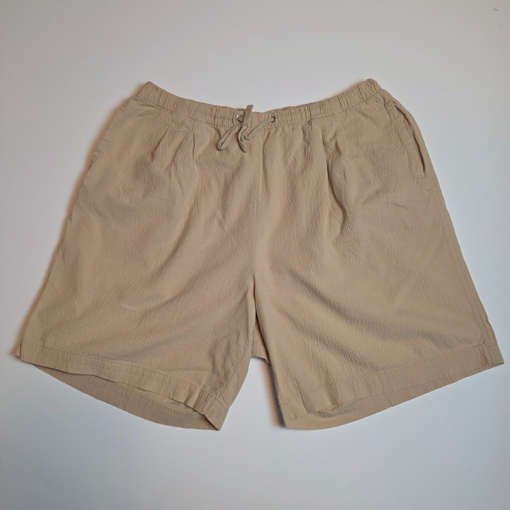 White Stag Seersucker Textured Drawstring Shorts Vallejo Tan Beige Size M 8/10